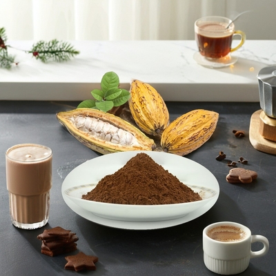 Buen precio Polvo de cacao alcalinizado de Ghana reducido en grasa al por mayor, 10-12% de grasa, para bebidas, panadería, helados, confitería en línea
