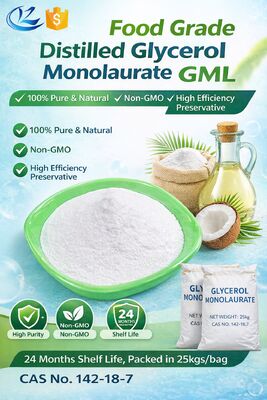 Giá tốt. Glycerol Monolaurate GML chưng cất loại thực phẩm với Hạn sử dụng 24 tháng, đóng gói 25kg/bao, Số CAS 142-18-7 trực tuyến